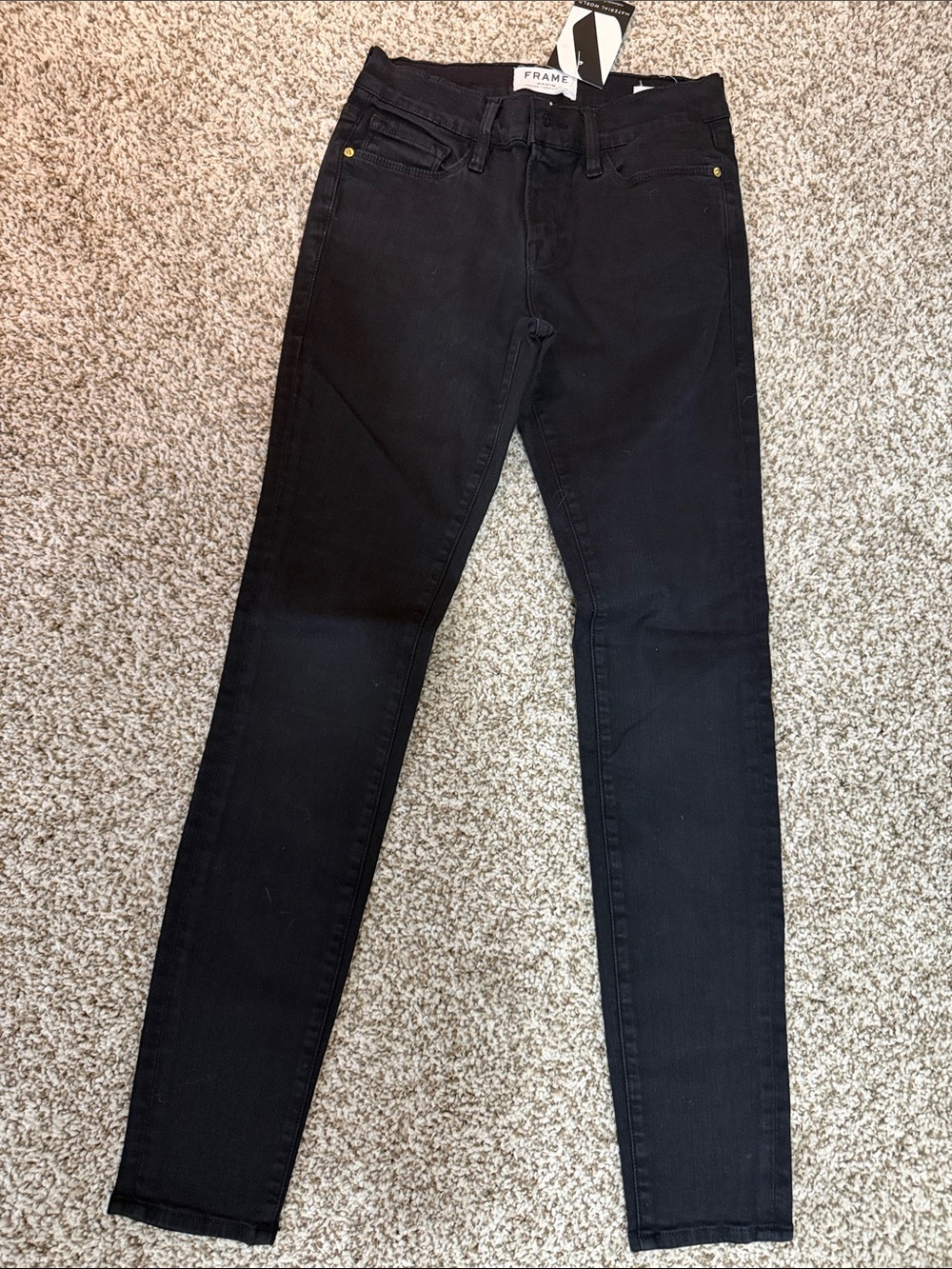 Frame Denim Black Skinny High-Rise Jeans - Women's